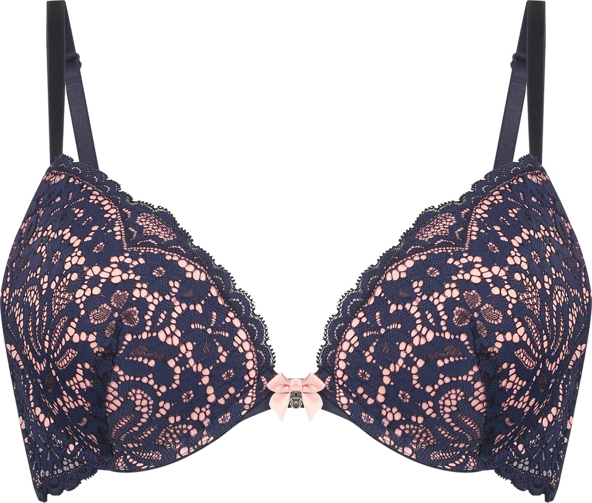 Hunkemöller Dames Lingerie Voorgevormde Push-up Beugel Bh Rose - Blauw - Maat D75 1 Hunkemöller Dames Lingerie Voorgevormde Push-up Beugel Bh Rose - Blauw - Maat D75