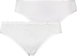 Hunkemöller Dames Lingerie 2-pack Slips Angie - Wit - Maat M