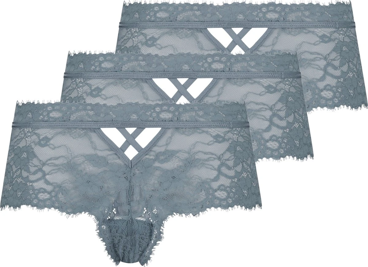 Hunkemöller Dames Lingerie 3-pack Hipster Hailee - Blauw - Maat M 1 Hunkemöller Dames Lingerie 3-pack Hipster Hailee - Blauw - Maat M