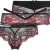 Hunkemöller Dames Lingerie 3-pack Boxerstring Loz - Zwart - Maat M