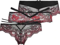 Hunkemöller Dames Lingerie 3-pack Boxerstring Loz - Zwart - Maat M
