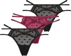 Hunkemöller Dames Lingerie 3-pack String Melda - Zwart - Maat S