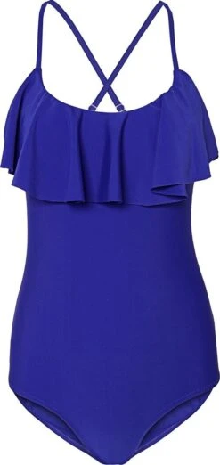 Badpak Dames Met Een Volante Voorkant - Vilolet Blauw -M (Valt Klein)