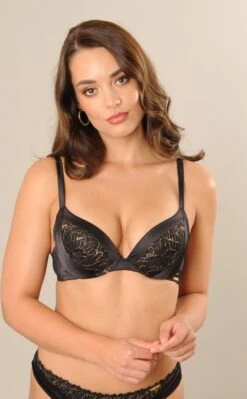 SAPPH - Victoria Push-Up BH Zwart - Maat 90D - Goud Zwart - Met Beugel - Dames -Sloggi Bikini Winkle 742x1200