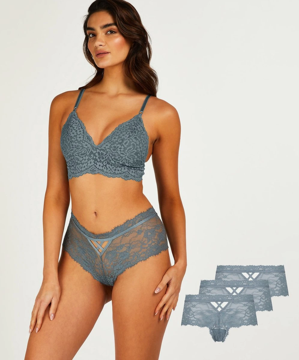Hunkemöller Dames Lingerie 3-pack Hipster Hailee - Blauw - Maat M 3 Hunkemöller Dames Lingerie 3-pack Hipster Hailee - Blauw - Maat M - Afbeelding 3